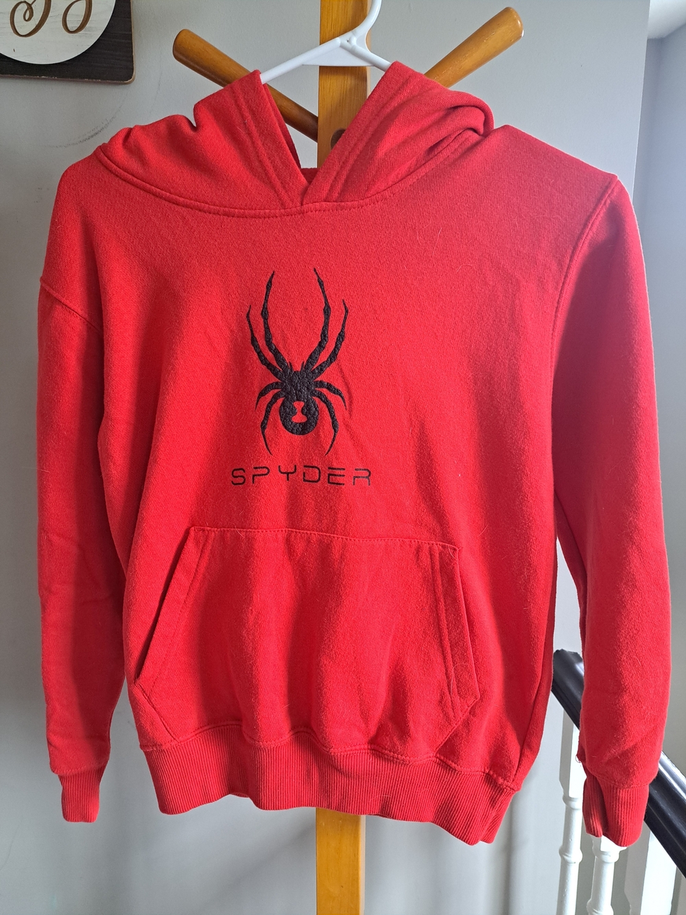 Spyder Red Hooded Pullover with Black Spider Logo